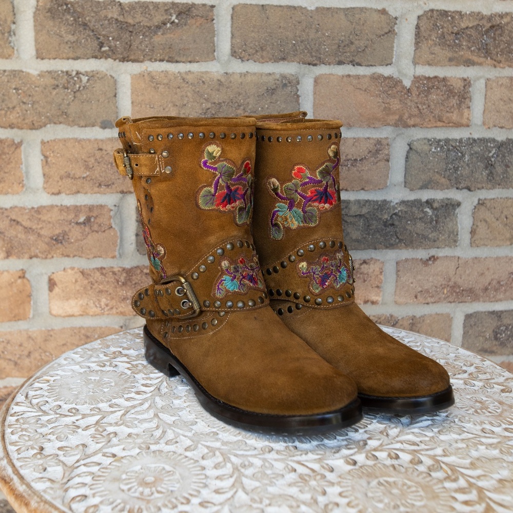 Frye Suede Veronica Engineer Boots Sz 9.5